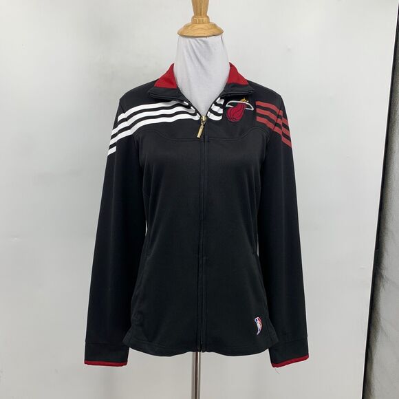Adidas Jacket Womens S Small Black NBA Miami Heat Full Zip Basketball *READ - Picture 2 of 16